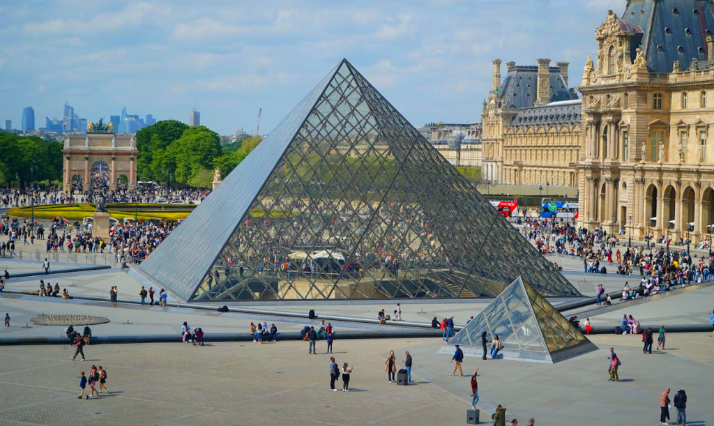 Iconic Louvre Pyramid in Paris France